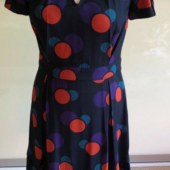 MARC JACOBS Navy Silk Dress with Polka Dot Party Prom Dress - Size  4 - Picture 15 of 15